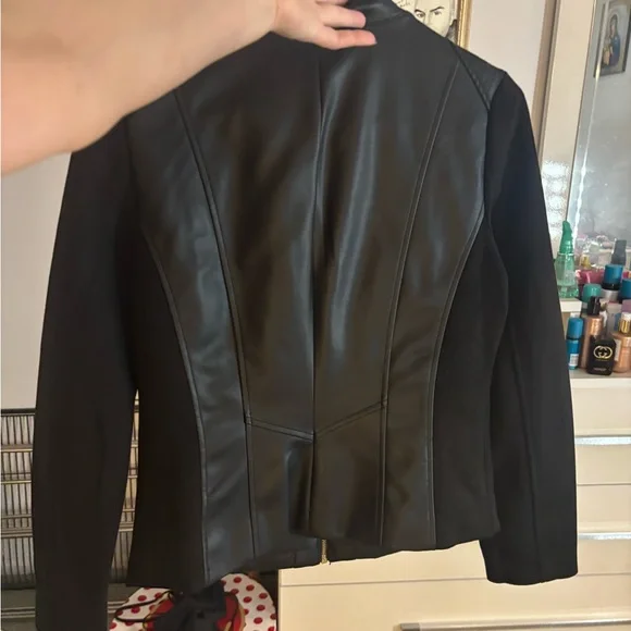 Kenneth Cole Black Leather Jacket with Gold Zippers - Picture 3 of 3